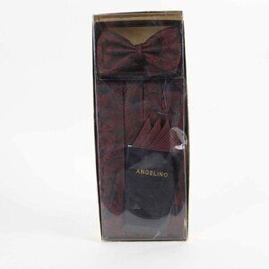 Patrick James $65 Angelino Black Burgundy Handkerchief Bow Tie Tie